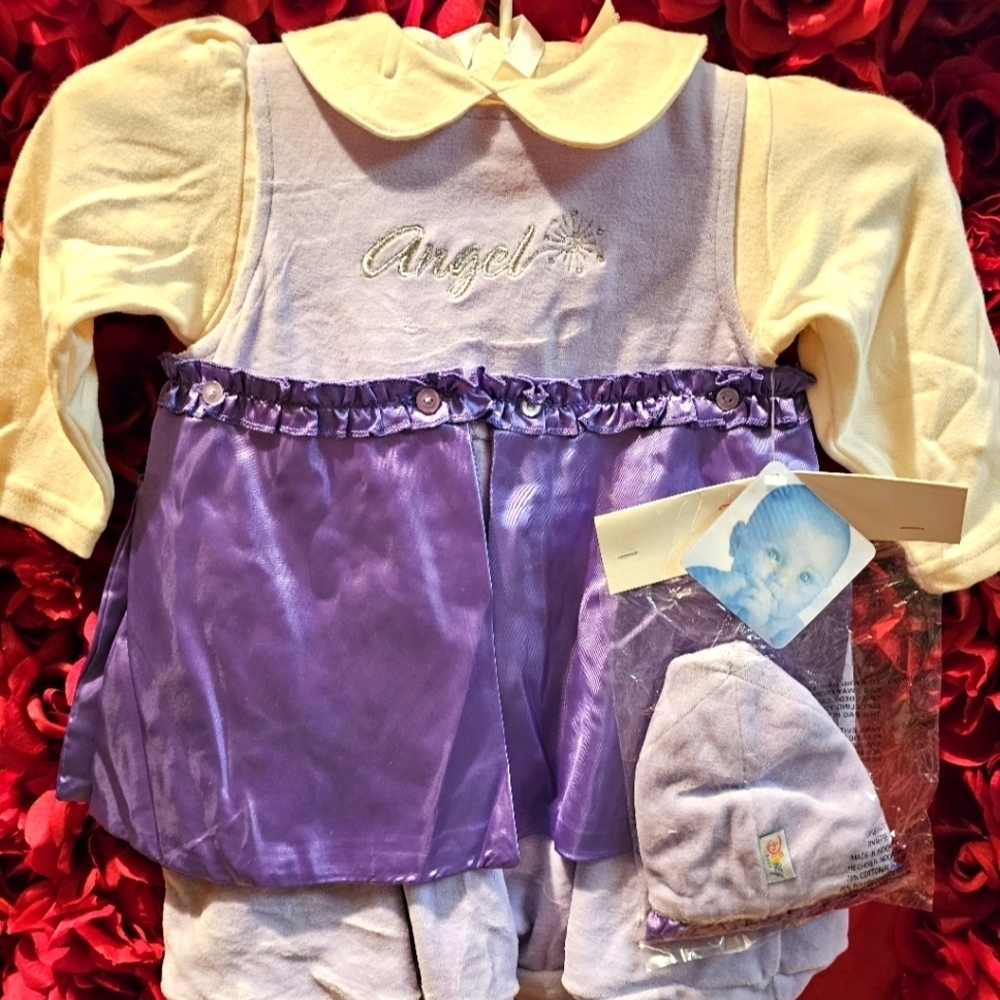 Disney Baby Lavender & Purple Satin Removable Overlay Size 18mths -NWT DOT STAIN